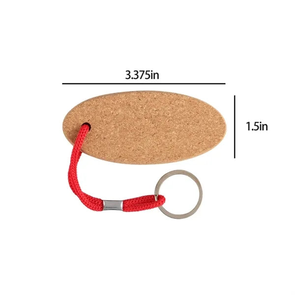 Custom Eco-Friendly Cork Floating Oval Keychain Tag