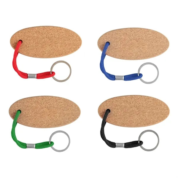 Custom Eco-Friendly Cork Floating Oval Keychain Tag