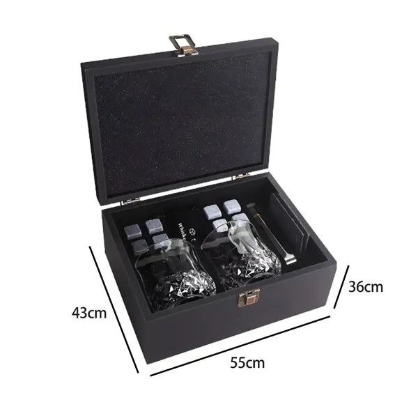 Whiskey Chilling Stone Gift Set w/ Glasses & Felt Coasters