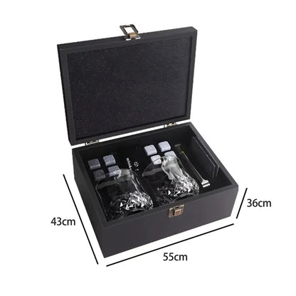 Whiskey Chilling Stone Gift Set w/ Glasses & Felt Coasters