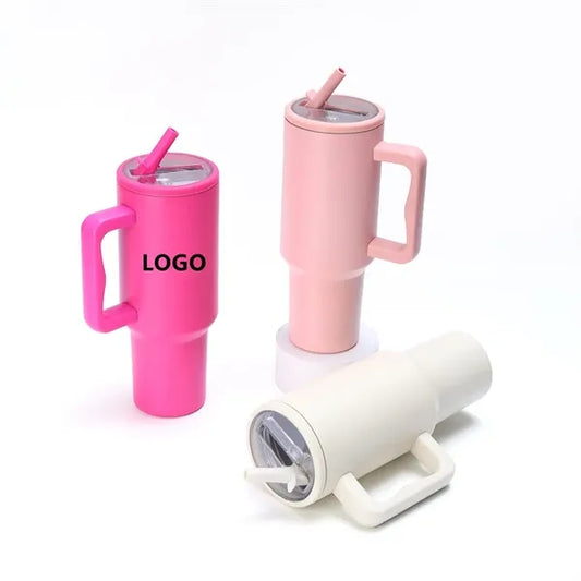 40oz Tumbler with Handle and Flip Straw Lid