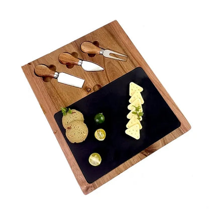 Cheese Serving Board With Knife And Fork Set