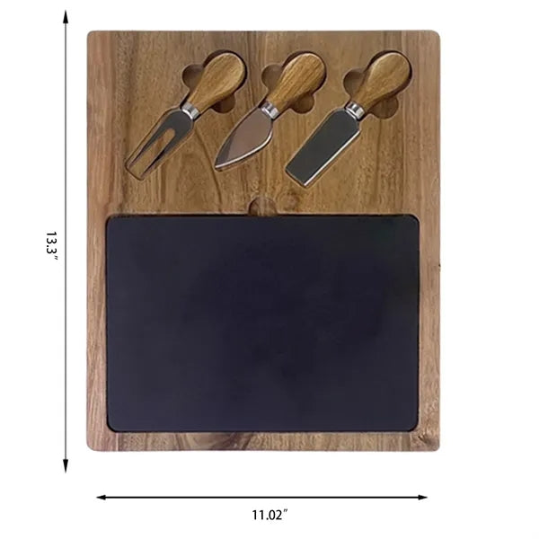 Cheese Serving Board With Knife And Fork Set