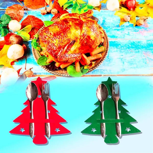 Festive Christmas Tableware Silverware Holders