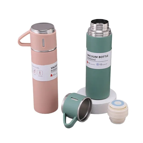 Deluxe Stainless Steel Thermos And Cup Gift Set