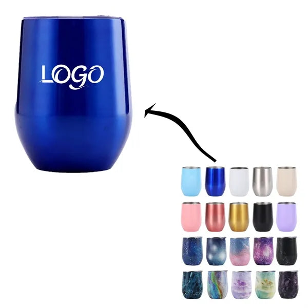 12Oz Stainless Steel Egg-Shaped Vacuum Wine Tumbler With Lid