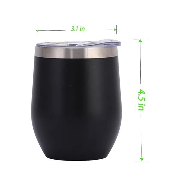 12Oz Stainless Steel Egg-Shaped Vacuum Wine Tumbler With Lid
