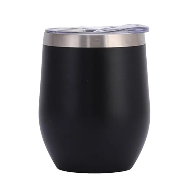 12Oz Stainless Steel Egg-Shaped Vacuum Wine Tumbler With Lid