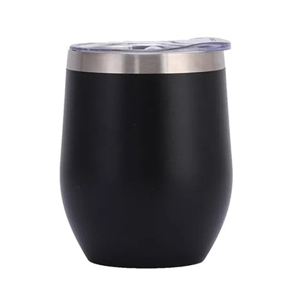 12Oz Stainless Steel Egg-Shaped Vacuum Wine Tumbler With Lid