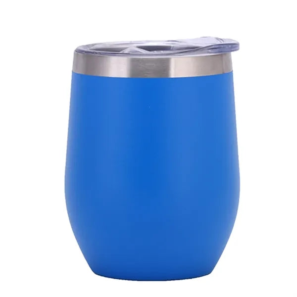 12Oz Stainless Steel Egg-Shaped Vacuum Wine Tumbler With Lid