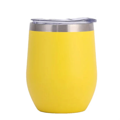12Oz Stainless Steel Egg-Shaped Vacuum Wine Tumbler With Lid