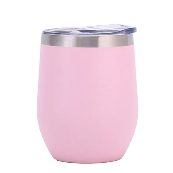 12Oz Stainless Steel Egg-Shaped Vacuum Wine Tumbler With Lid
