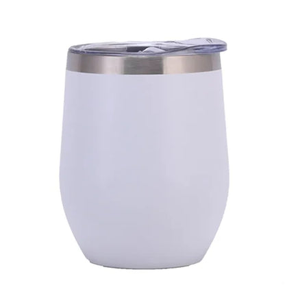 12Oz Stainless Steel Egg-Shaped Vacuum Wine Tumbler With Lid