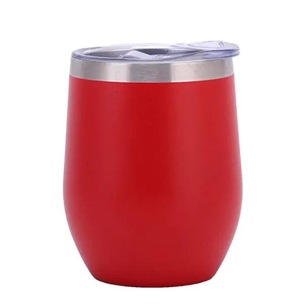 12Oz Stainless Steel Egg-Shaped Vacuum Wine Tumbler With Lid