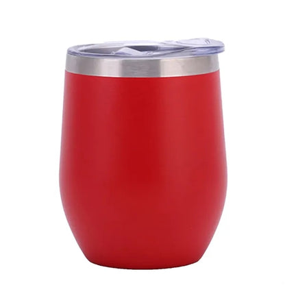 12Oz Stainless Steel Egg-Shaped Vacuum Wine Tumbler With Lid