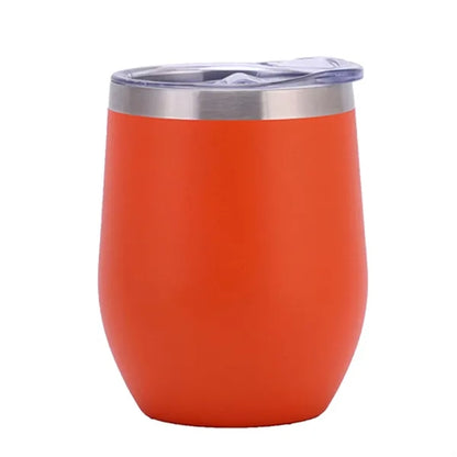 12Oz Stainless Steel Egg-Shaped Vacuum Wine Tumbler With Lid