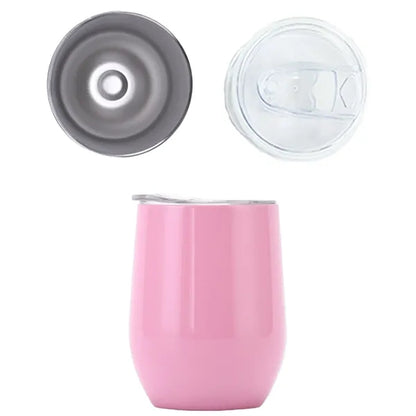 12Oz Stainless Steel Egg-Shaped Vacuum Wine Tumbler With Lid