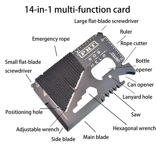 14-In-1 Multi-Tool Pocket Card Tool With Screwdriver