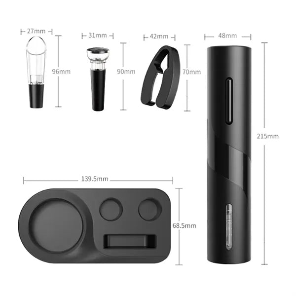 Electric Wine Opener Gift Set with Aerator & Stopper