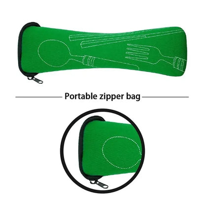 Stainless Steel Travel Utensil Set in Zipper Neoprene Pouch