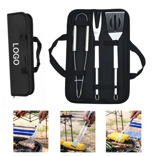 Stainless Steel Barbeque Grilling Tool Set with Carry Bag