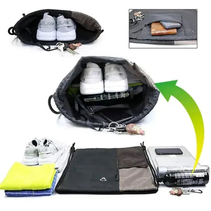 Versatile Sports Drawstring Backpack with Zipper Pocket