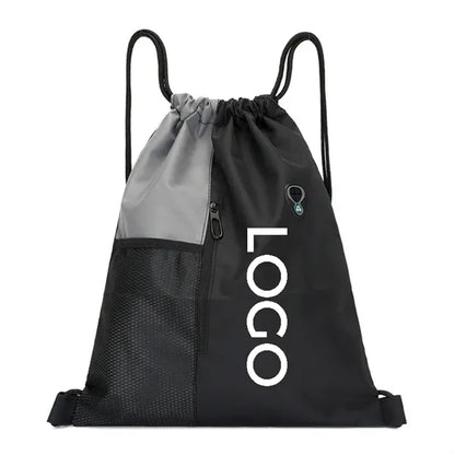 Versatile Sports Drawstring Backpack with Zipper Pocket