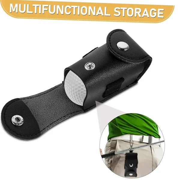 Outdoor Portable Leather Golf Ball Storage Bag Waist Pouch