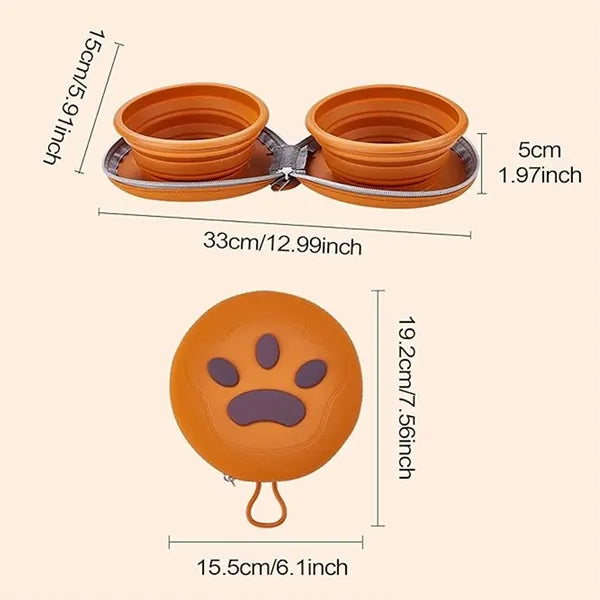 Portable 2-In-1 Spilled Pet Dog Bowl With Non-Slip Base