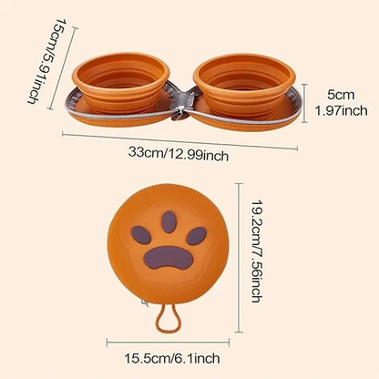 Portable 2-In-1 Spilled Pet Dog Bowl With Non-Slip Base