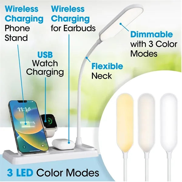 LED Desk Lamp with Wireless Charger for Multi Devices