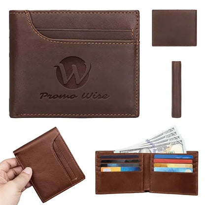 Genuine Leather Multi-Slots Slim Short Anti-RFID Wallet