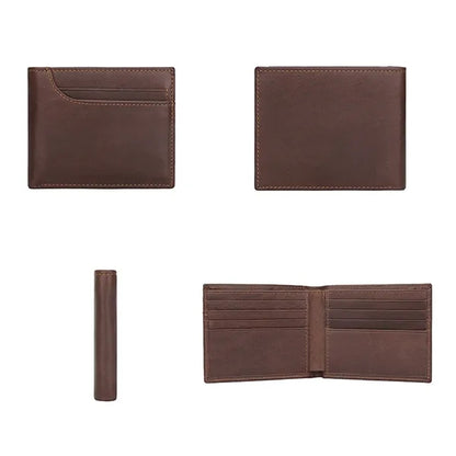 Genuine Leather Multi-Slots Slim Short Anti-RFID Wallet