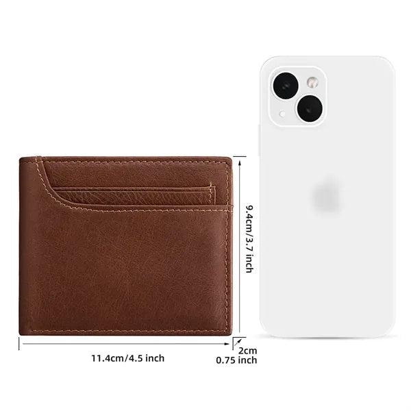 Genuine Leather Multi-Slots Slim Short Anti-RFID Wallet