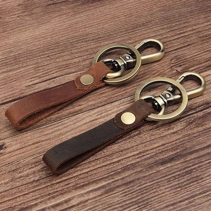 Hand-made Genuine Leather Keychain with Metal Hanging Buckle