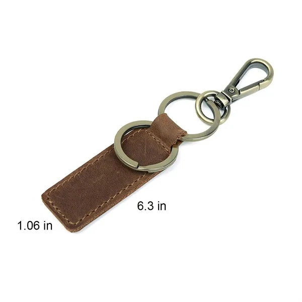 Hand-made Genuine Leather Keychain with Metal Hanging Buckle
