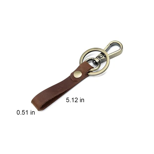 Hand-made Genuine Leather Keychain with Metal Hanging Buckle