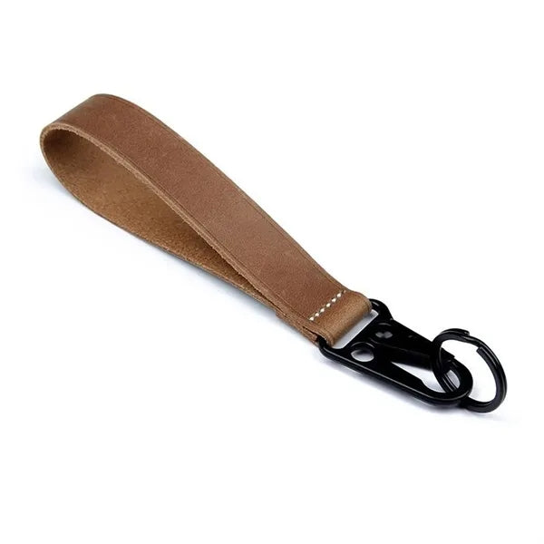 Hand-made Genuine Leather Keychain with Metal Hanging Buckle