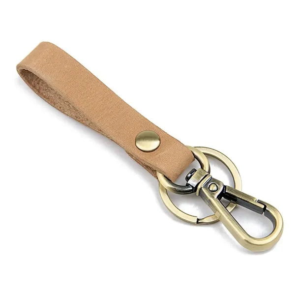 Hand-made Genuine Leather Keychain with Metal Hanging Buckle