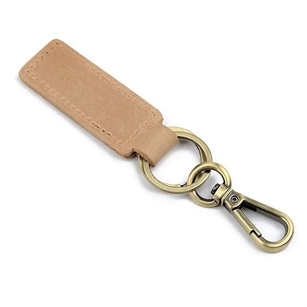 Hand-made Genuine Leather Keychain with Metal Hanging Buckle