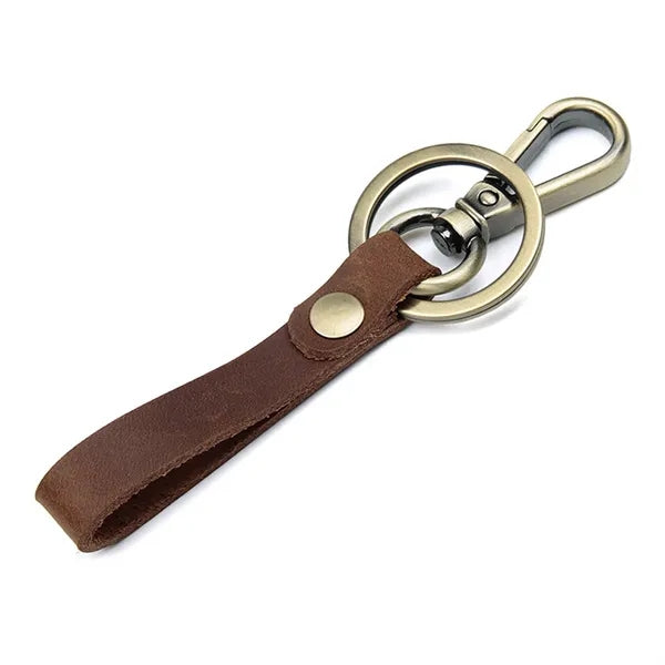 Hand-made Genuine Leather Keychain with Metal Hanging Buckle
