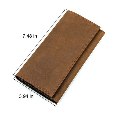 Genuine Leather Snap Closure Lightweight Long Bifold Wallet
