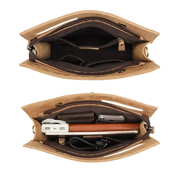 12 Inch Genuine Cowhide Large Capacity Business Work Handbag