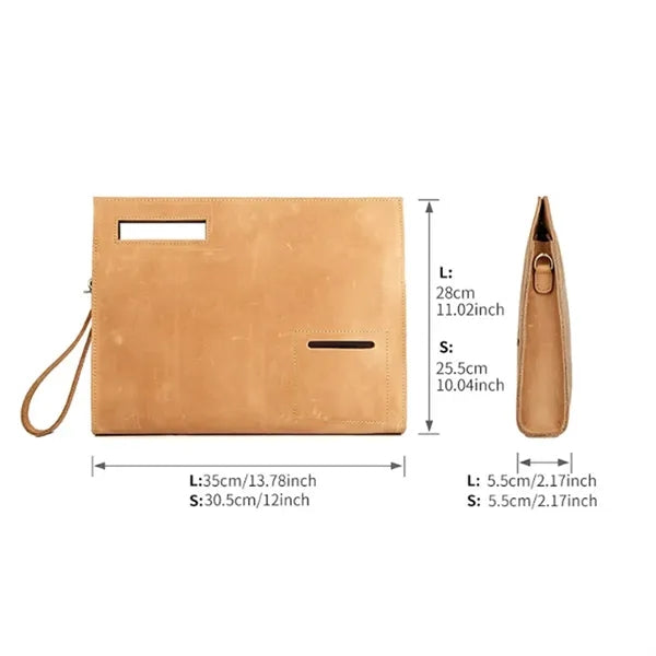 12 Inch Genuine Cowhide Large Capacity Business Work Handbag