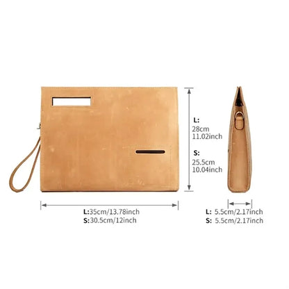 12 Inch Genuine Cowhide Large Capacity Business Work Handbag