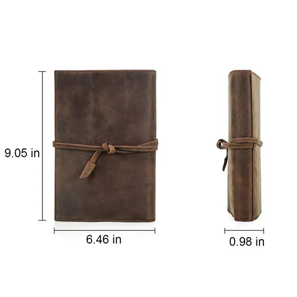 A5 Handmade Leather Padfolio Travel Notebook w/ Pen Slots