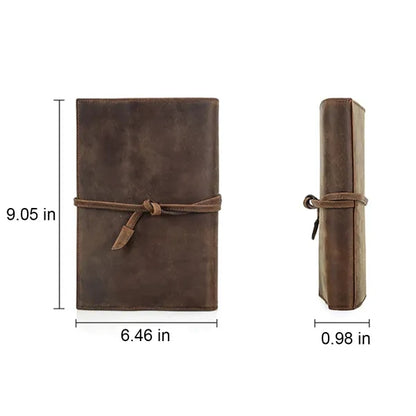A5 Handmade Leather Padfolio Travel Notebook w/ Pen Slots