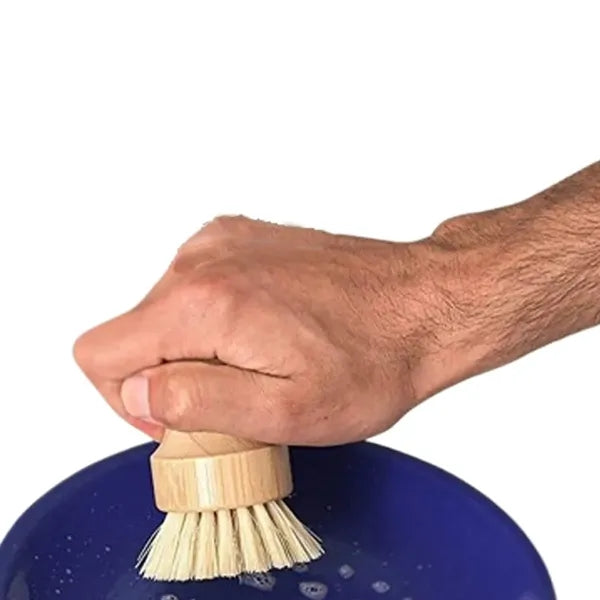 Natural Short Wooden Handle Sisal Pot Scrub Brush