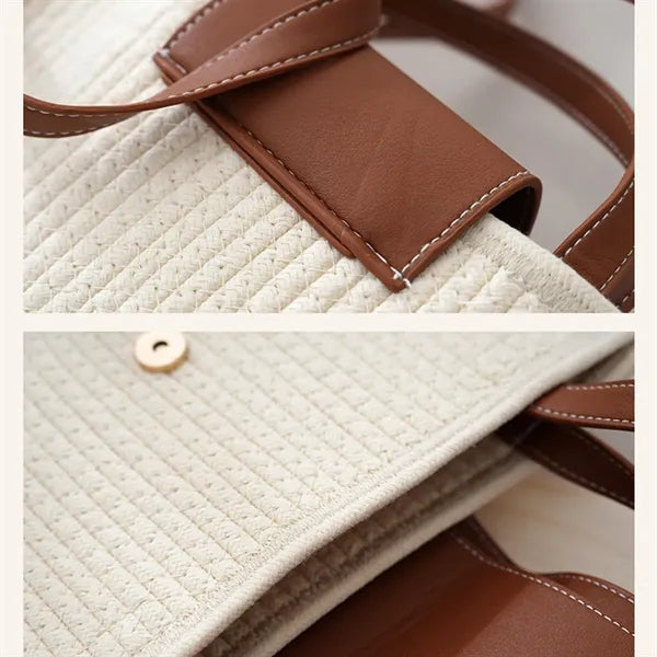 Handwoven Durable Lightweight Tote Bag with Zipper Closure