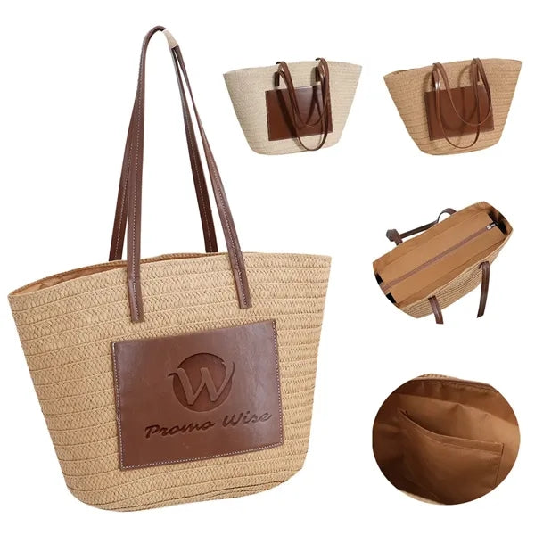 Lightweight Spacious Natural Handwoven Straw Shoulder Bag